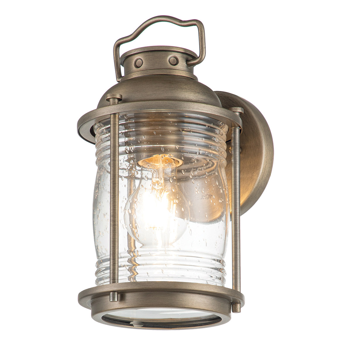 Kichler Outdoor Wall Light from the Ashland Bay range. Ashland Bay 1 Light Small Wall Lantern Product Code = KL-ASHLANDBAY2-S-BU
