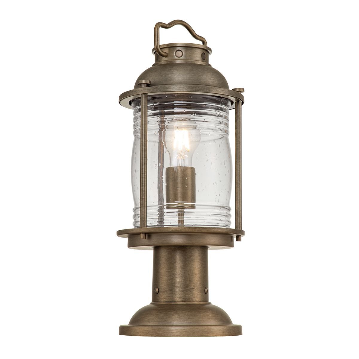 Kichler Pedestal Lantern from the Ashland Bay range. Ashland Bay 1 Light Medium Pedestal Lantern – SKU KL-ASHLANDBAY3-M-BU
