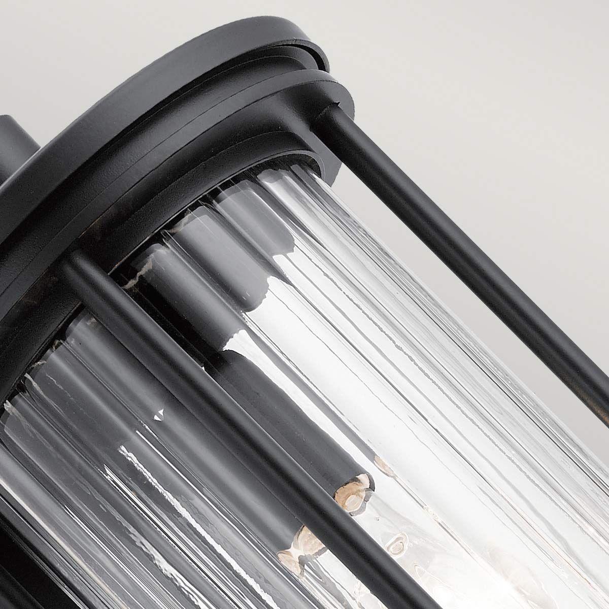 Kichler Outdoor Wall Light from the Barras range. Barras 1 Light Medium Wall Lantern – SKU KL-BARRAS2-M-BK
