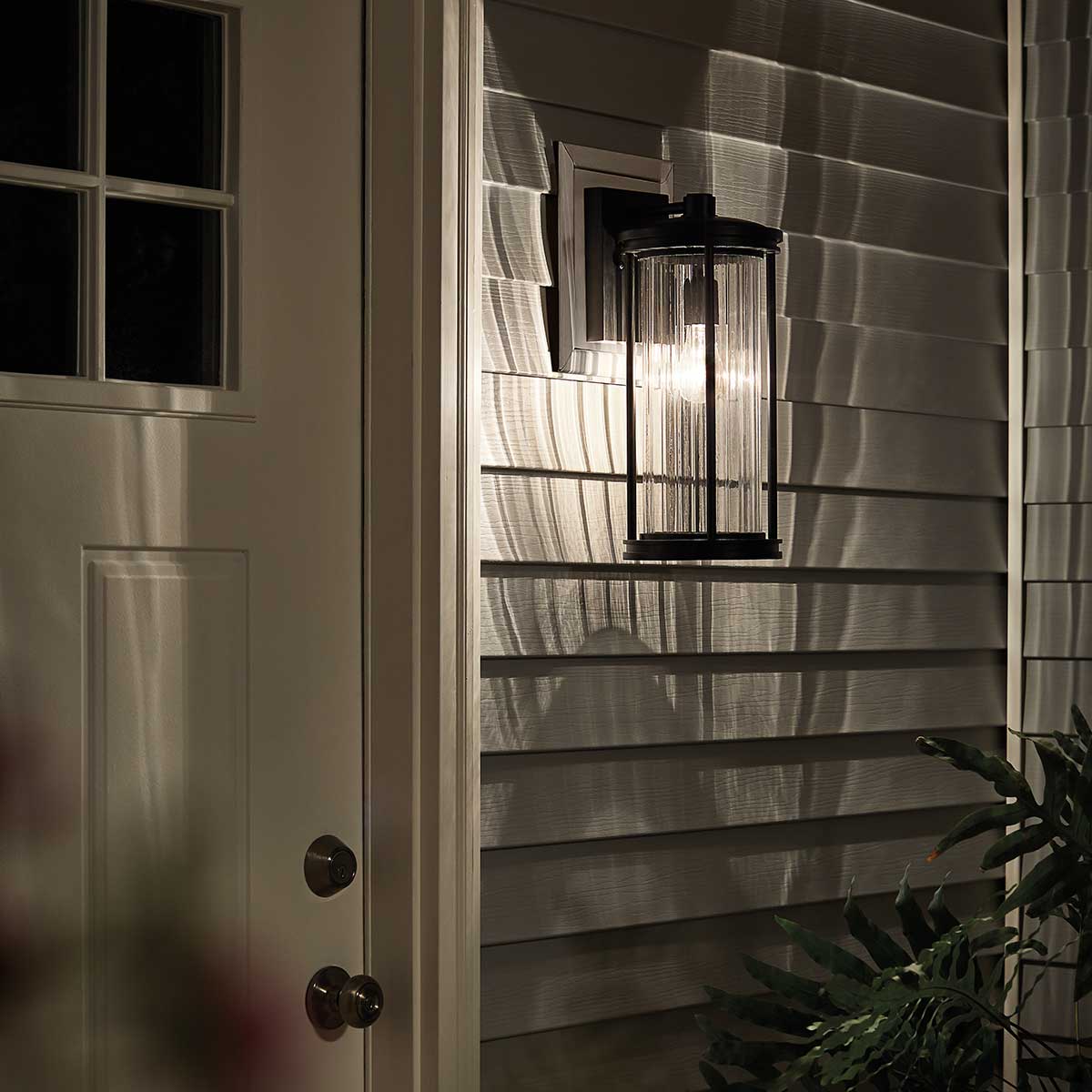 Kichler Outdoor Wall Light from the Barras range. Barras 1 Light Medium Wall Lantern Product Code = KL-BARRAS2-M-BK