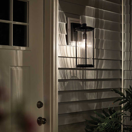 Kichler Outdoor Wall Light from the Barras range. Barras 1 Light Medium Wall Lantern Product Code = KL-BARRAS2-M-BK