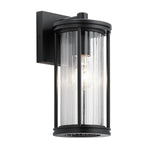 Kichler Outdoor Wall Light from the Barras range. Barras 1 Light Small Wall Lantern – SKU KL-BARRAS2-S-BK