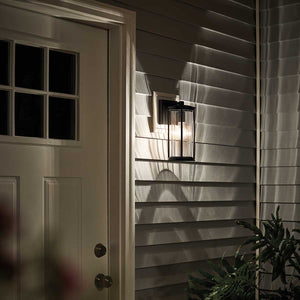 Kichler Outdoor Wall Light from the Barras range. Barras 1 Light Small Wall Lantern Product Code = KL-BARRAS2-S-BK