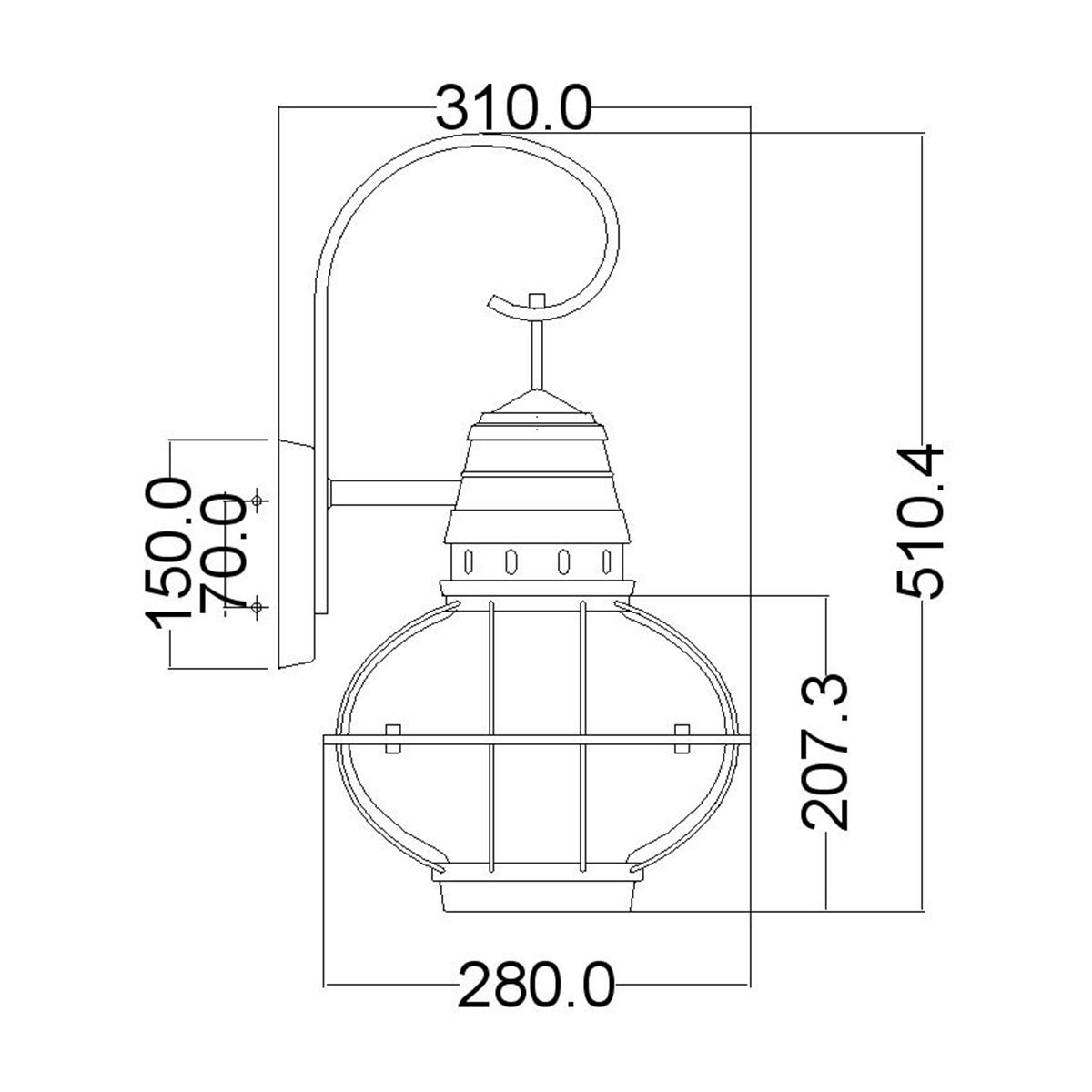 Kichler Outdoor Wall Light from the Bridge Point range. Bridgepoint 1 Light Large Wall Lantern – SKU KL-BRIDGEPOINT-L-NBR