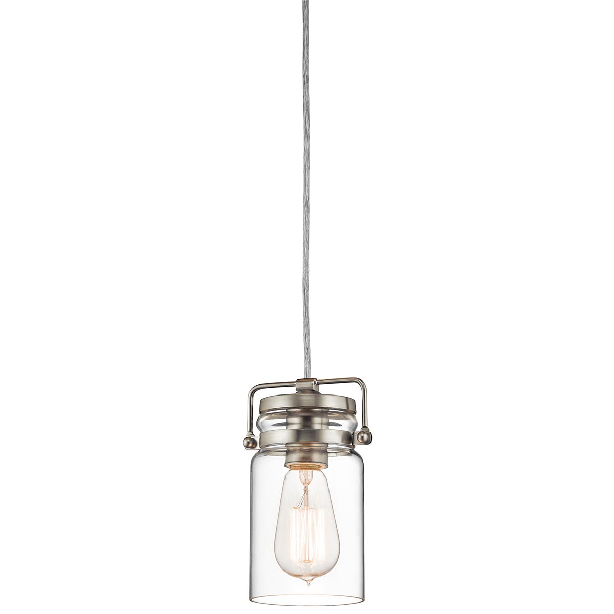 Kichler Pendant from the Brinley range. Brinley 1 Light Mini Pendant Product Code = KL-BRINLEY-MP-NI