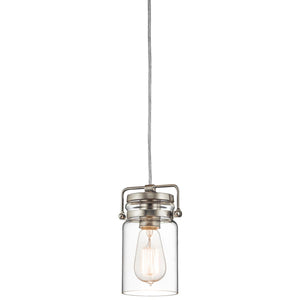Kichler Pendant from the Brinley range. Brinley 1 Light Mini Pendant Product Code = KL-BRINLEY-MP-NI