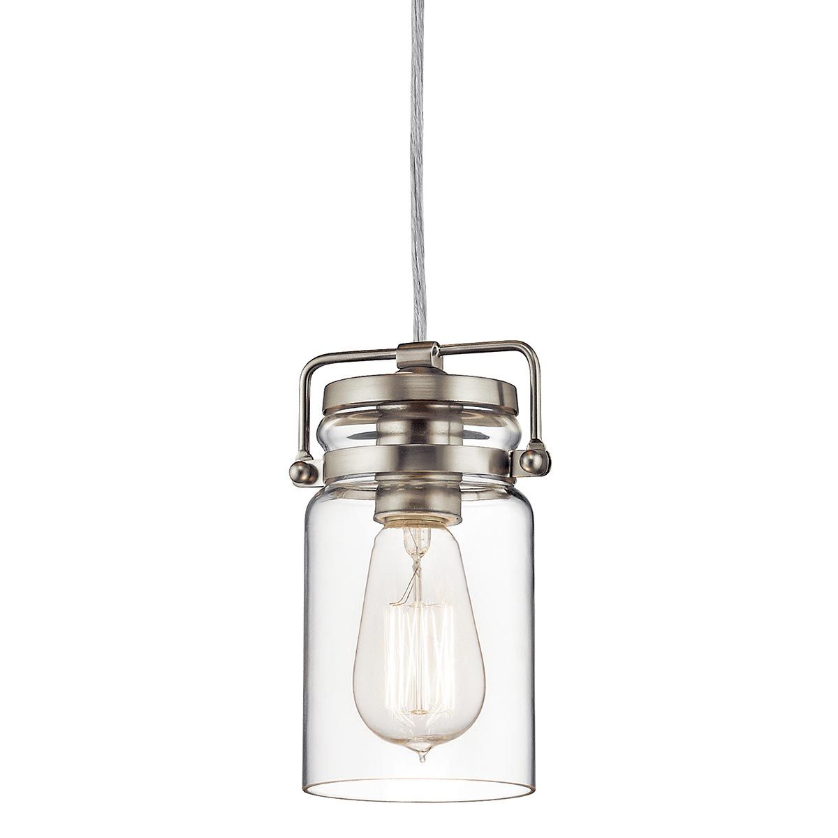 Kichler Pendant from the Brinley range. Brinley 1 Light Mini Pendant – SKU KL-BRINLEY-MP-NI