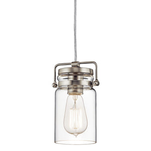 Kichler Pendant from the Brinley range. Brinley 1 Light Mini Pendant Product Code = KL-BRINLEY-MP-NI