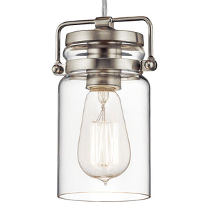 Kichler Pendant from the Brinley range. Brinley 1 Light Mini Pendant Product Code = KL-BRINLEY-MP-NI