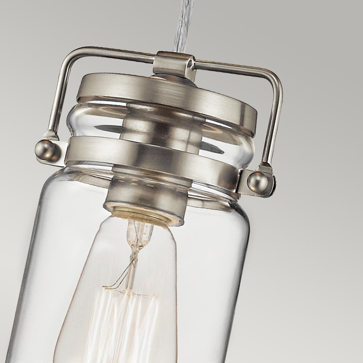 Kichler Pendant from the Brinley range. Brinley 1 Light Mini Pendant Product Code = KL-BRINLEY-MP-NI