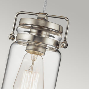 Kichler Pendant from the Brinley range. Brinley 1 Light Mini Pendant Product Code = KL-BRINLEY-MP-NI