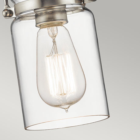 Kichler Pendant from the Brinley range. Brinley 1 Light Mini Pendant Product Code = KL-BRINLEY-MP-NI