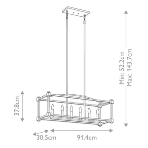 Kichler Chandelier from the Cayden range. Cayden 6 Light Linear Chandelier  Product Code = KL-CAYDEN-ISLE