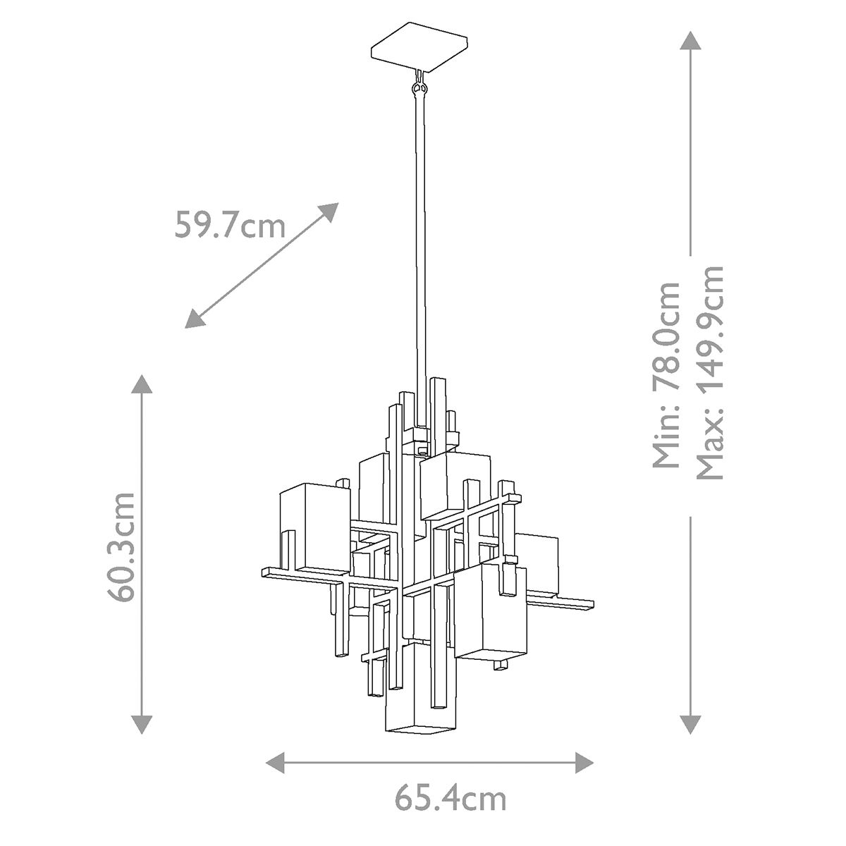 Kichler Chandelier from the City Lights range. City Lights 7 Light Chandelier – SKU KL-CITY-LIGHTS7A
