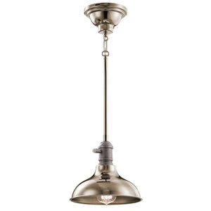 Kichler Pendant from the Cobson range. Cobson 1 Light Mini Pendant - Polished Nickel Product Code = KL-COBSON-MP-PN