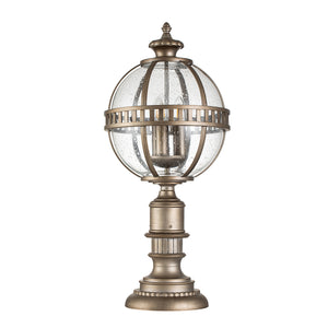 Kichler Pedestal Lantern from the Halleron range. Halleron 3 Light Pedestal Lantern Product Code = KL-HALLERON-3M-BU
