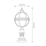 Kichler Pedestal Lantern from the Halleron range. Halleron 3 Light Pedestal Lantern – SKU KL-HALLERON-3M-BU