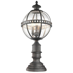 Kichler Pedestal Lantern from the Halleron range. Halleron 3 Light Pedestal Lantern Product Code = KL-HALLERON-3M