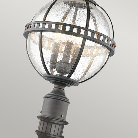 Kichler Pedestal Lantern from the Halleron range. Halleron 3 Light Pedestal Lantern Product Code = KL-HALLERON-3M