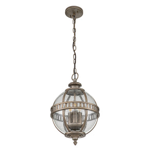 Kichler Outdoor Hanging from the Halleron range. Halleron 3 Light Chain Lantern  Product Code = KL-HALLERON-8M-BU