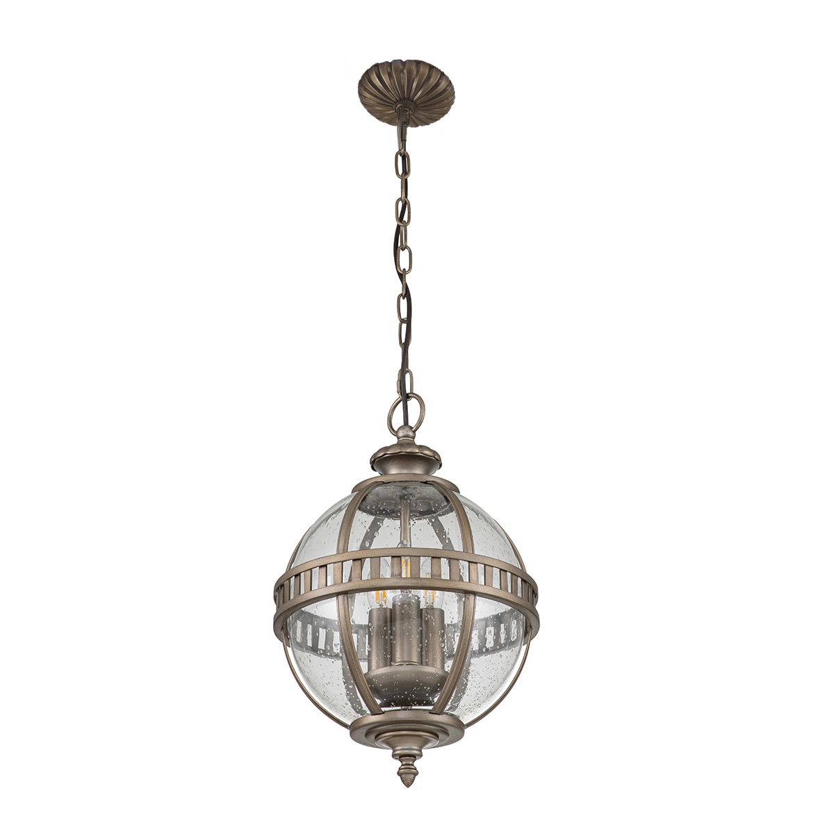 Kichler Outdoor Hanging from the Halleron range. Halleron 3 Light Chain Lantern – SKU KL-HALLERON-8M-BU