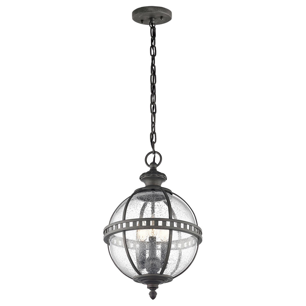 Kichler Outdoor Hanging from the Halleron range. Halleron 3 Light Chain Lantern  Product Code = KL-HALLERON-8M