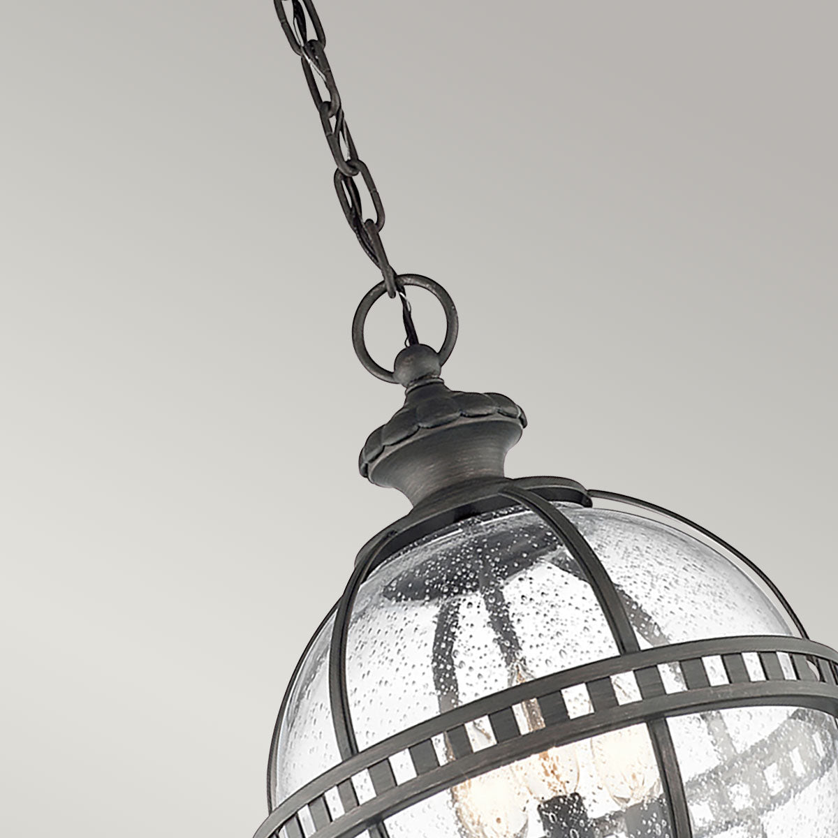 Kichler Outdoor Hanging from the Halleron range. Halleron 3 Light Chain Lantern  Product Code = KL-HALLERON-8M