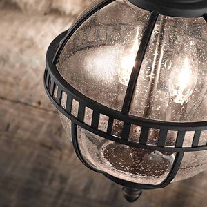 Kichler Outdoor Hanging from the Halleron range. Halleron 3 Light Chain Lantern  Product Code = KL-HALLERON-8M