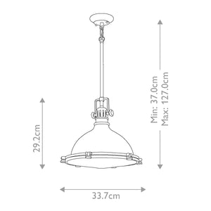 Kichler Pendant from the Hatteras Bay range. Hatteras Bay 1 Light Medium Pendant - Olde Bronze Product Code = KL-HATTERAS-BAY-M-OZ