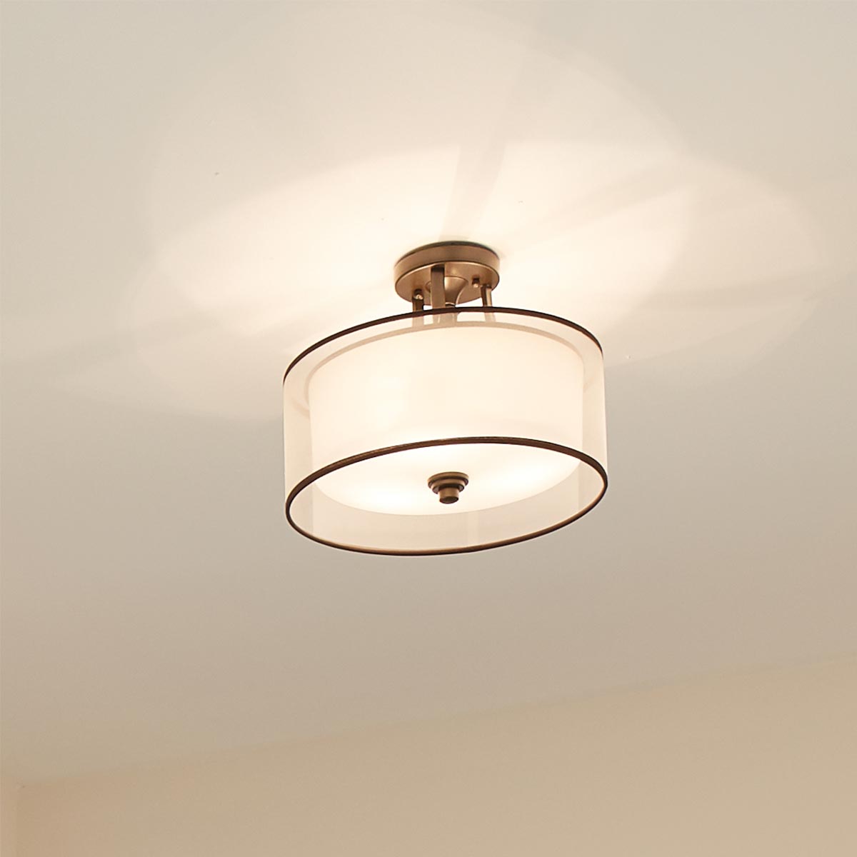 Kichler Ceiling Semi-Flush from the Lacey range. Lacey 3 Light Small Semi-Flush Product Code = KL-LACEY-SF-MB