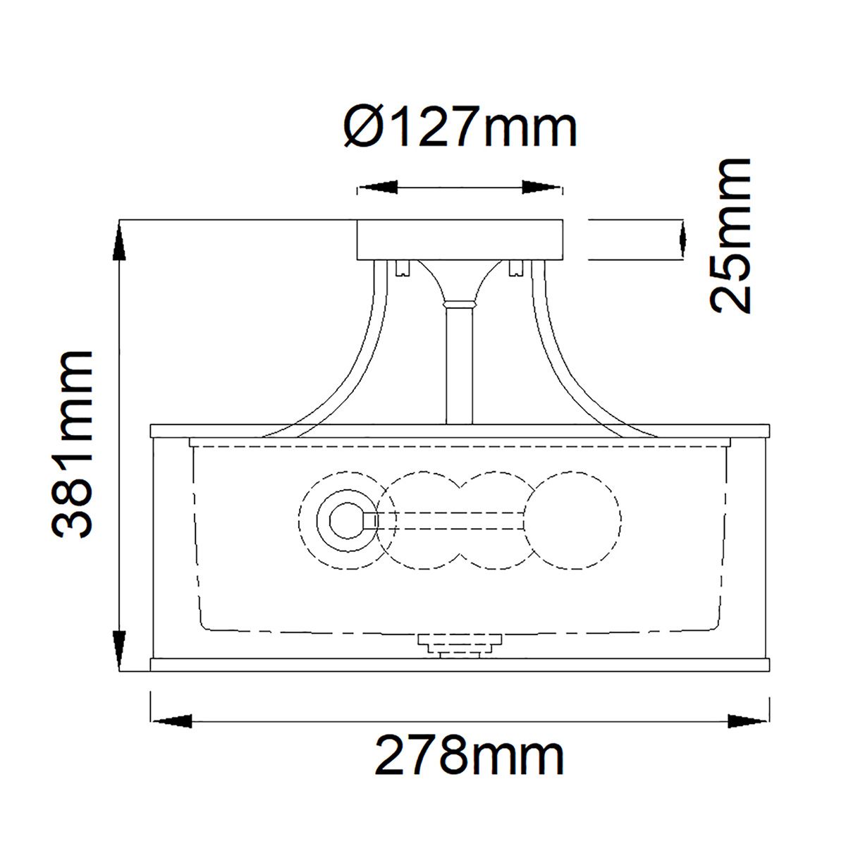 Kichler Ceiling Semi-Flush from the Lacey range. Lacey 3 Light Small Semi-Flush – SKU KL-LACEY-SF-MB