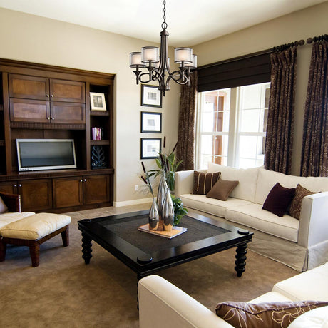 Kichler Chandelier from the Lacey range. Lacey 5 Light Chandelier Product Code = KL-LACEY5-MB