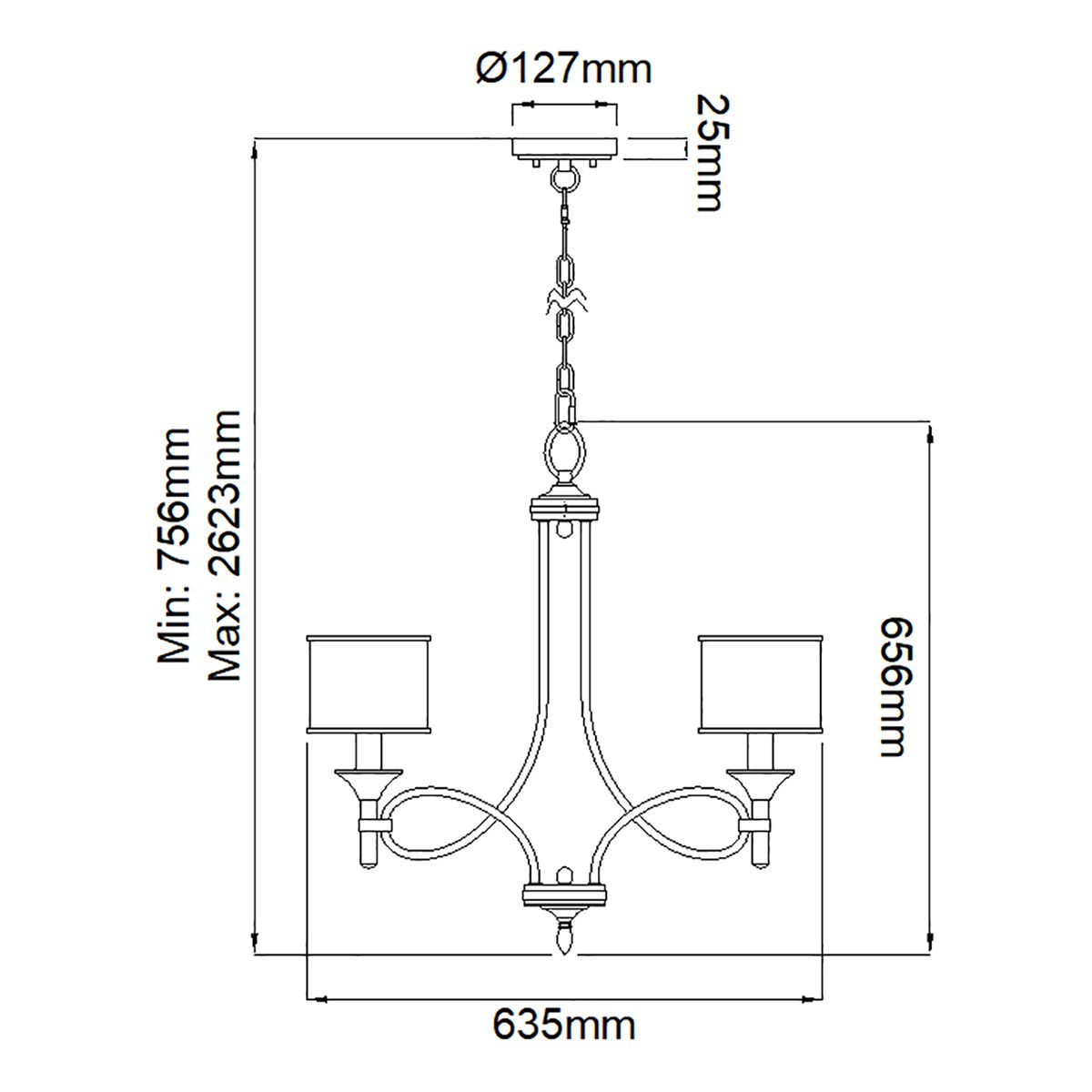 Kichler Chandelier from the Lacey range. Lacey 5 Light Chandelier – SKU KL-LACEY5-MB