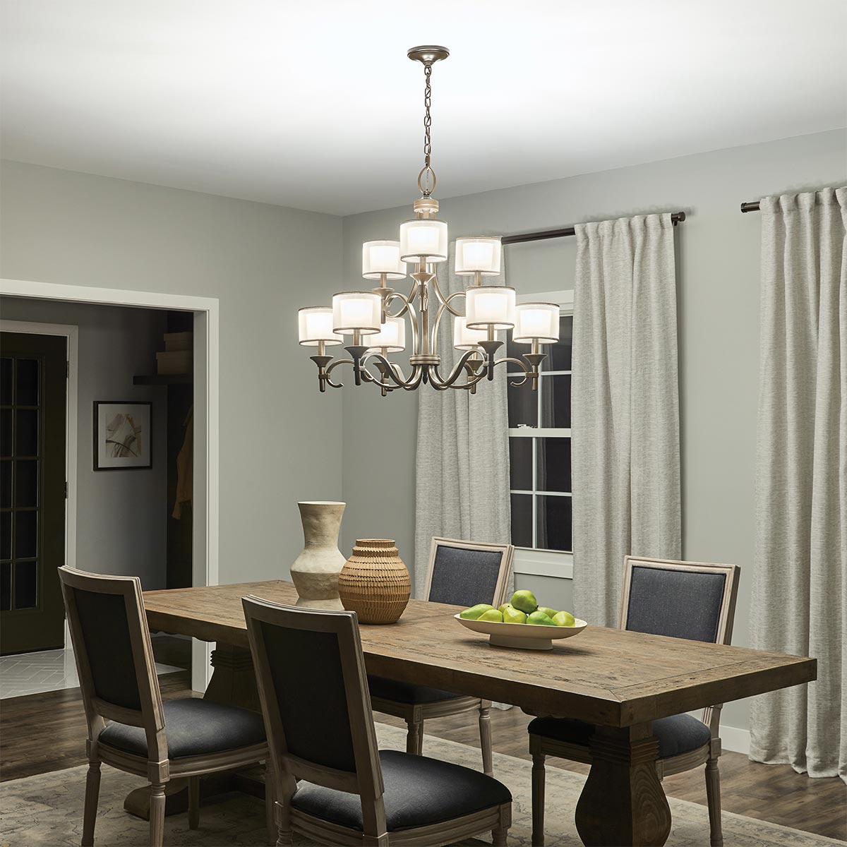 Kichler Chandelier from the Lacey range. Lacey 9 Light Chandelier Product Code = KL-LACEY9-AP