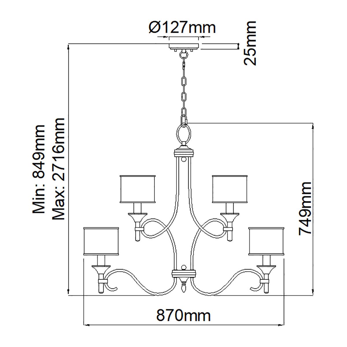 Kichler Chandelier from the Lacey range. Lacey 9 Light Chandelier – SKU KL-LACEY9-AP