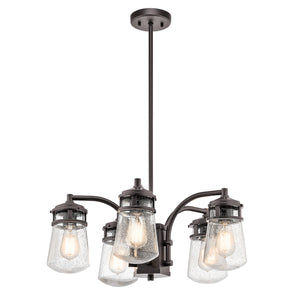 Kichler Chandelier from the Lyndon range. Lyndon 5 Light Outdoor Chandelier Product Code = KL-LYNDON-5P-AZ