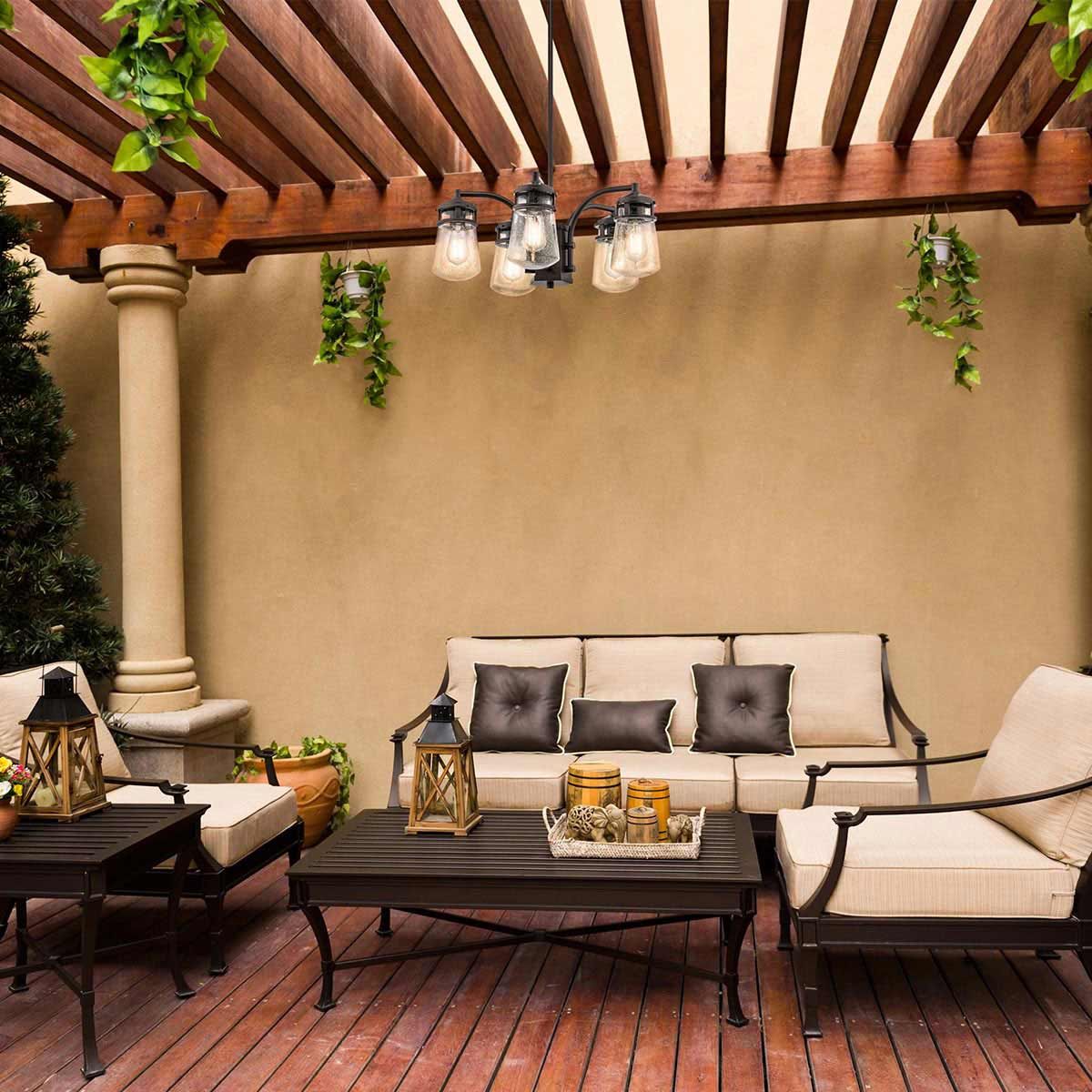 Kichler Chandelier from the Lyndon range. Lyndon 5 Light Outdoor Chandelier – SKU KL-LYNDON-5P-AZ