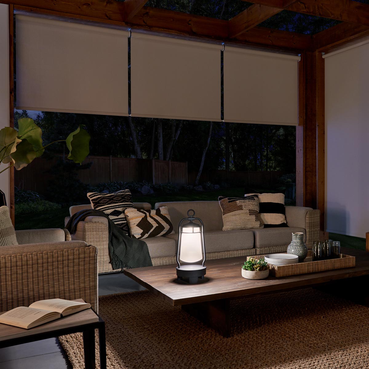 Kichler Bluetooth Lantern from the Lyndon range. Lyndon Portable Bluetooth Speaker Lantern - UK Plug Product Code = KL-LYNDON-BT-A-BK