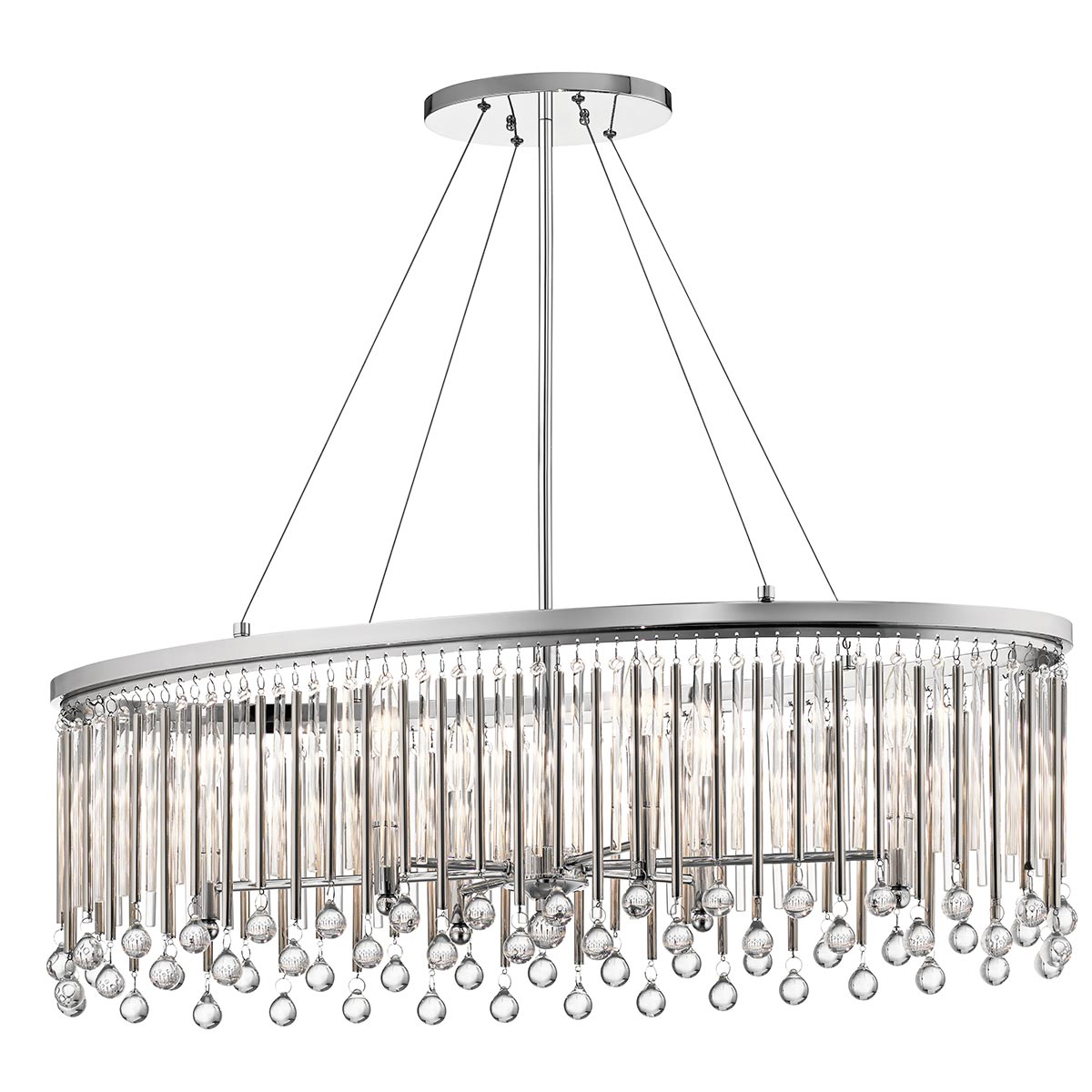 Kichler Linear Chandelier from the Piper range. Piper 6 Light Oval Chandelier/ Pendant Product Code = KL-PIPER-ISLE-PC