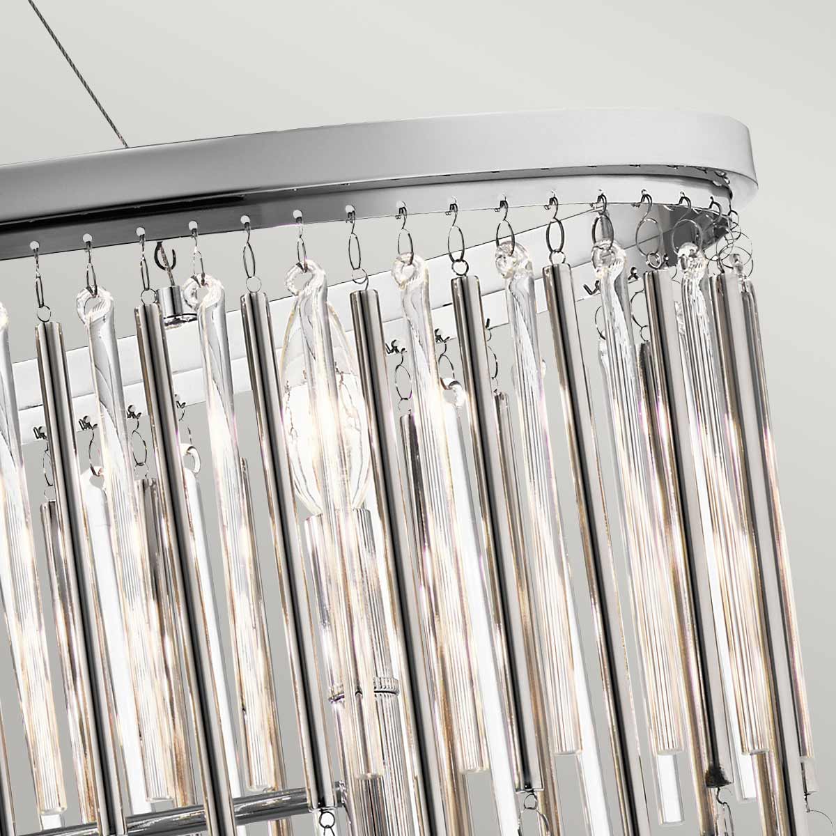 Kichler Linear Chandelier from the Piper range. Piper 6 Light Oval Chandelier/ Pendant Product Code = KL-PIPER-ISLE-PC