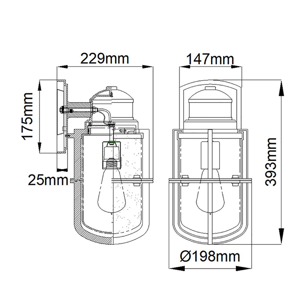 Kichler Outdoor Wall Light from the Suri range. Suri 1 Light Wall Lantern – SKU KL-SURI-M