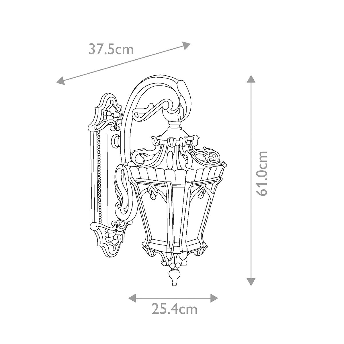 Kichler Outdoor Wall Light from the Tournai range. Tournai 2 Light Large Wall Lantern – SKU KL-TOURNAI2-L