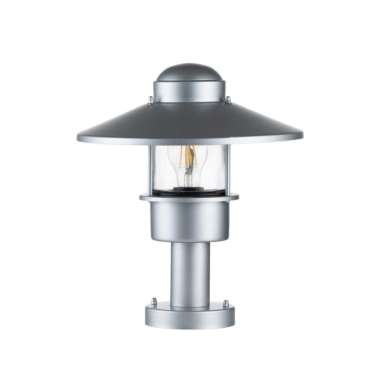 Elstead Lighting Pedestal Lantern from the Klampenborg range. Klampenborg 1 Light Pedestal – SKU KLAMPENBORG-PED-SIL