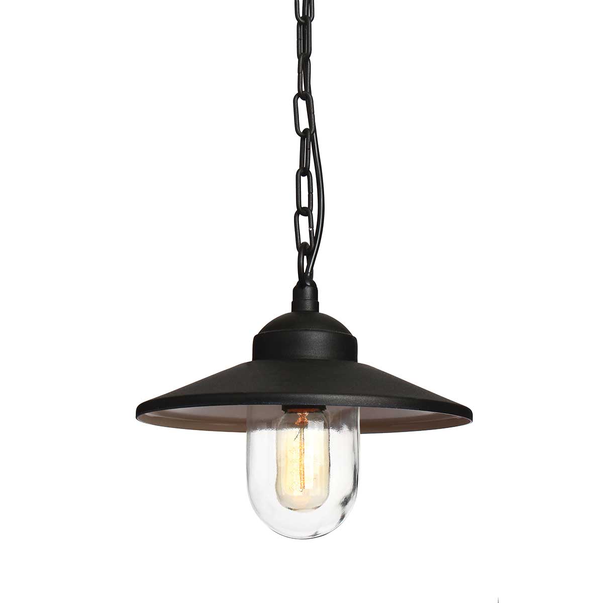 Elstead Lighting Outdoor Hanging from the Klampenborg range. Klampenborg 1 Light Chain Lantern Product Code = KLAMPENBORG8-BK