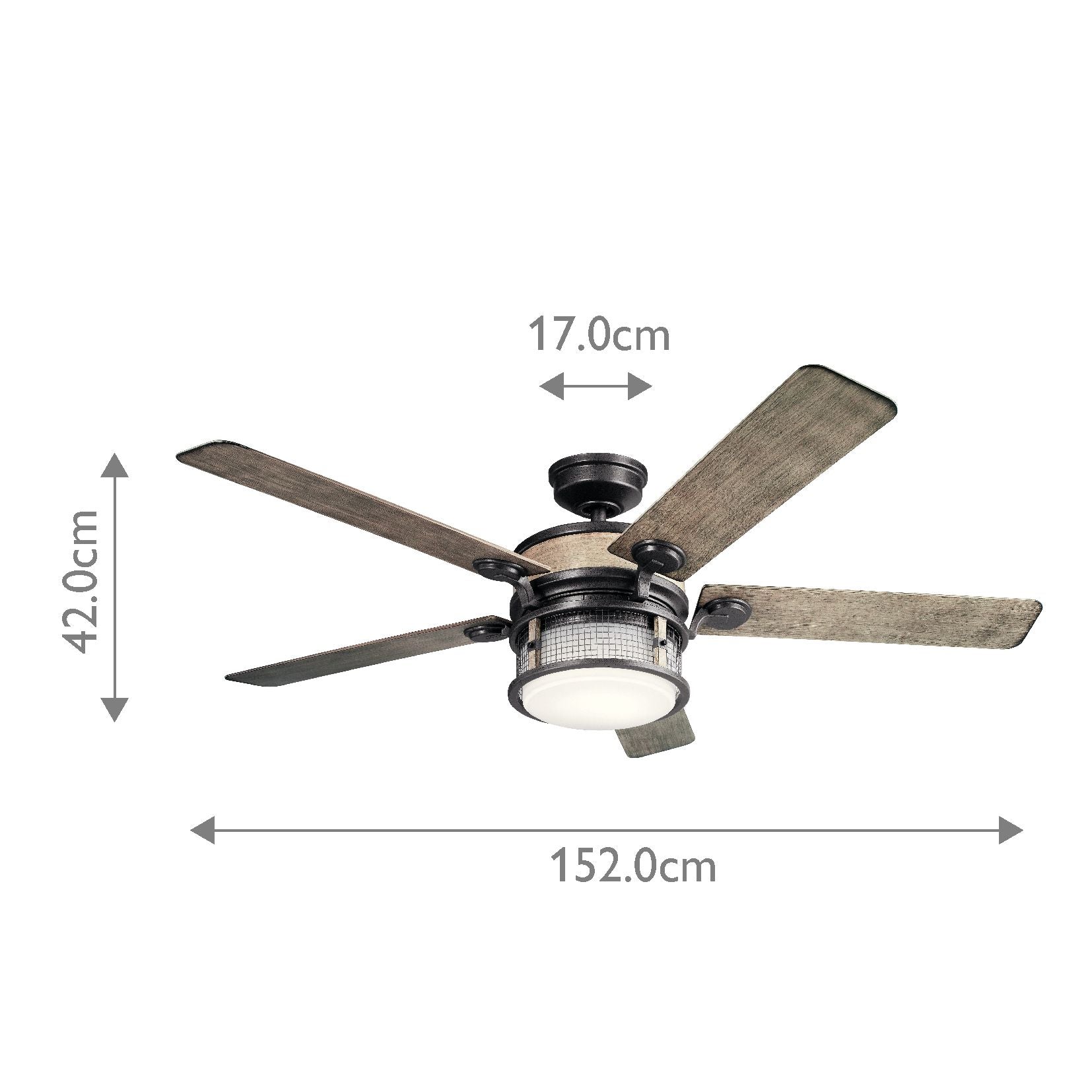 Kichler Ceiling Fan Ahrendale - 60in / 152cm Fan - Anvil Iron part Number = KLF-AHRENDALE-60-AVI