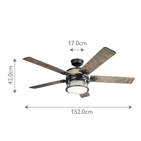Kichler Ceiling Fan Ahrendale - 60in / 152cm Fan - Anvil Iron part Number = KLF-AHRENDALE-60-AVI