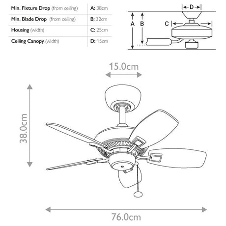 Kichler Ceiling Fan Canfield - 30in / 76cm Fan - Brushed Nickel part Number = KLF-CANFIELD-30-BN