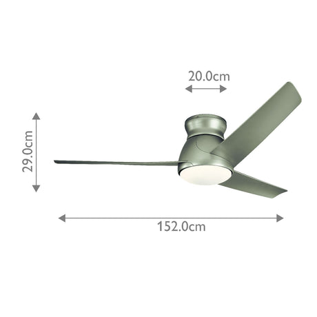 Kichler Ceiling Fan Eris - 60in / 152cm Fan - Brushed Nickel part Number = KLF-ERIS-60-BN