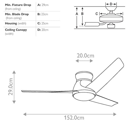 Kichler Ceiling Fan Eris - 60in / 152cm Fan - Brushed Nickel part Number = KLF-ERIS-60-BN