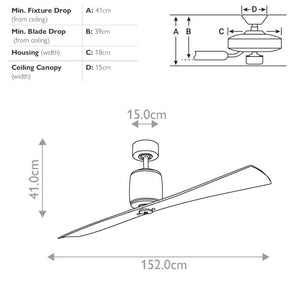 Kichler Ceiling Fan Ferron - 60in / 152cm Fan - Oil Brushed Bronze part Number = KLF-FERRON-60-BB